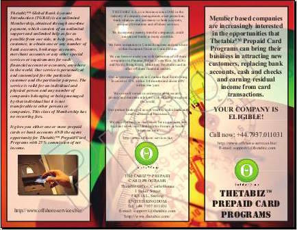 Letak za Thetabiz™ Prepaid Card Programs Letak za Thetabiz™ Prepaid Card Programs
