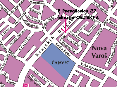 Kuća i poslovni prostor, Banja Luka, ul. Petra Preradovića, mapa ili plan pozicije kuće Kuća i poslovni prostor, Banja Luka, ul. Petra Preradovića, mapa ili plan pozicije kuće