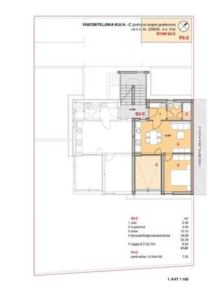 Apartman S3-C sa 41.81 m² prostora, SKU: S3-Cs